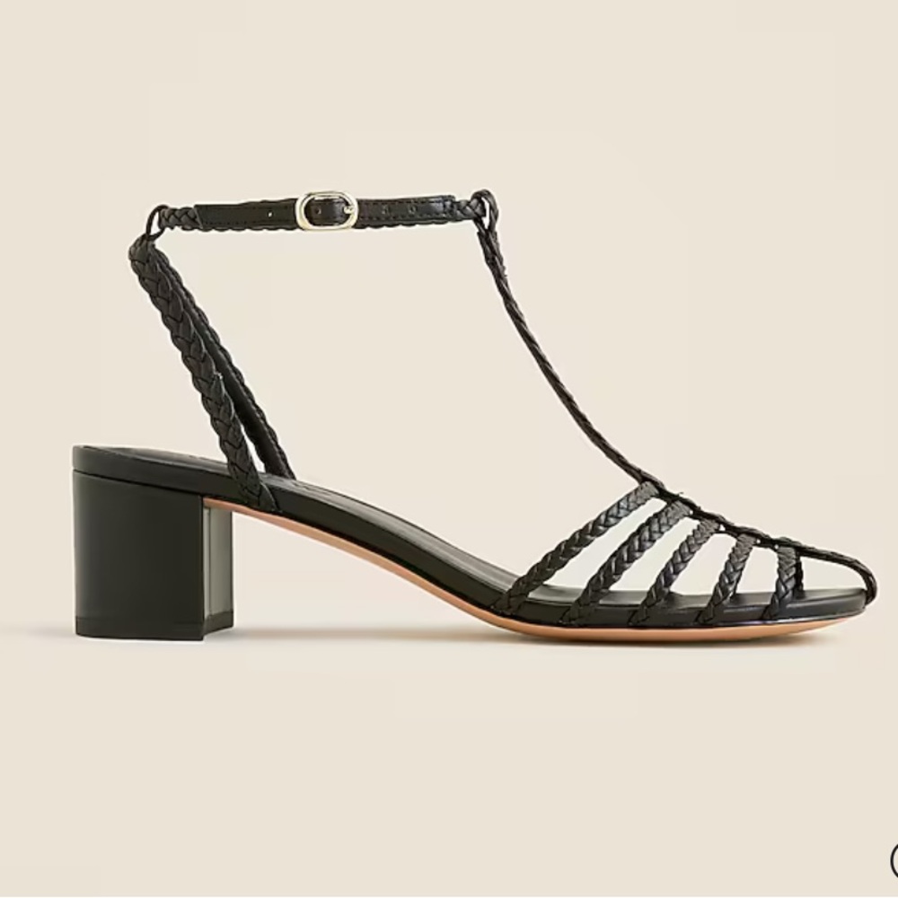J. Crew Shay braided-strap block-heel sandals in leather. Top rated 5 ⭐️ - Picture 3 of 14